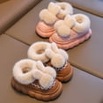 thumbnail image 3 of Otqutp Kids Cute Slippers Girls Fuzzy Plush Bunny Ear Platform Heeled Slipper Winter Warm Comfort Furry Non Slip House Shoes, 3 of 4