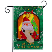 Seasonal Garden Flag, Santa Claus Christmas Welcome Home Yard Flag, 300D Burlap Yard Flag, Christmas Home Garden Decor 12x18 in