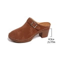 thumbnail image 7 of Rokment Womens Platform Chunky Block High Heels Dressy Clogs and Mules Slip on Sandals 2026 Summer Fashion Casual Suede Closed Toe Buckles Heeled Ladies Dress Slides Brown Size 8, 7 of 7