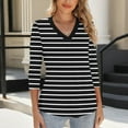 thumbnail image 6 of XuJwPNcy 3/4 Length Sleeve Womens Tops V Neck Summer Trendy Work Clothes Soft Casual Fashion Outfits S-2xl(Black,X-Large), 6 of 6