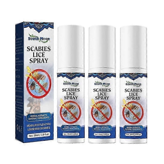3 piezas de spray para eliminar piojos de la cabeza de South Moon, elimina piojos y pulgas, elimina los huevos de piojos y los piojos púbicos