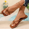 thumbnail image 4 of Qingpeng Womens Square Toe Flat Thong Sandals Minimalist Strappy Design Soft Leather Upper Slip On Summer Flats for Casual Daily Wear, 4 of 9