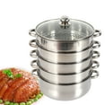 thumbnail image 6 of 5 Layer Stainless Steel Cooking Pot Steam Cooker Pan Steamer Cookware Set with Glass Lid, 6 of 24