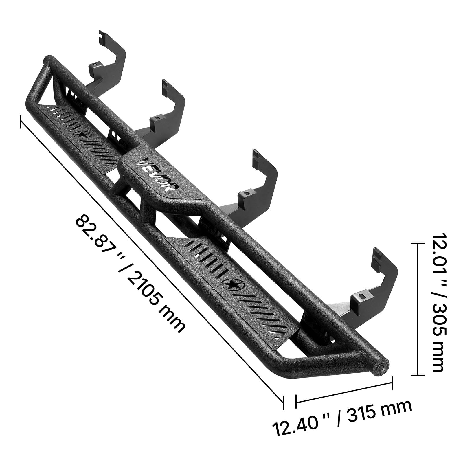VEVOR Running Boards,6 Inches Side Steps Compatible with 2019-2025 Chevy Silverado/GMC Sierra 1500 Crew Cab,2020-2025 Chevy Silverado/GMC Sierra 2500HD 3500HD Crew Cab,Black Carbon Steel Nerf Bars