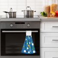 thumbnail image 4 of Yayeee Kitchen Hanging Hand Towels Set of 2 with Loop Bathroom Absorbent Tie Towel, Blue Abstract, 4 of 7