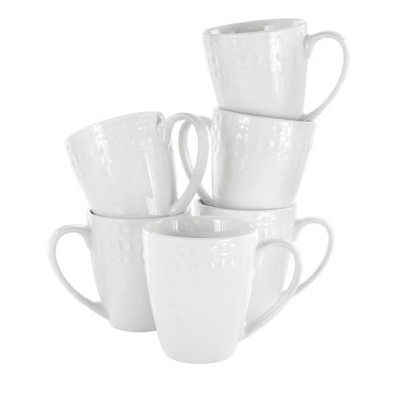 Cara Porcelain Cup Set, White - 6 Piece