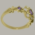 thumbnail image 3 of LBG British Made Classic Solid 18k Yellow Gold Natural Amethyst & Opal Womens Anniversary Ring - 33 size options - Size 5.25, 3 of 7