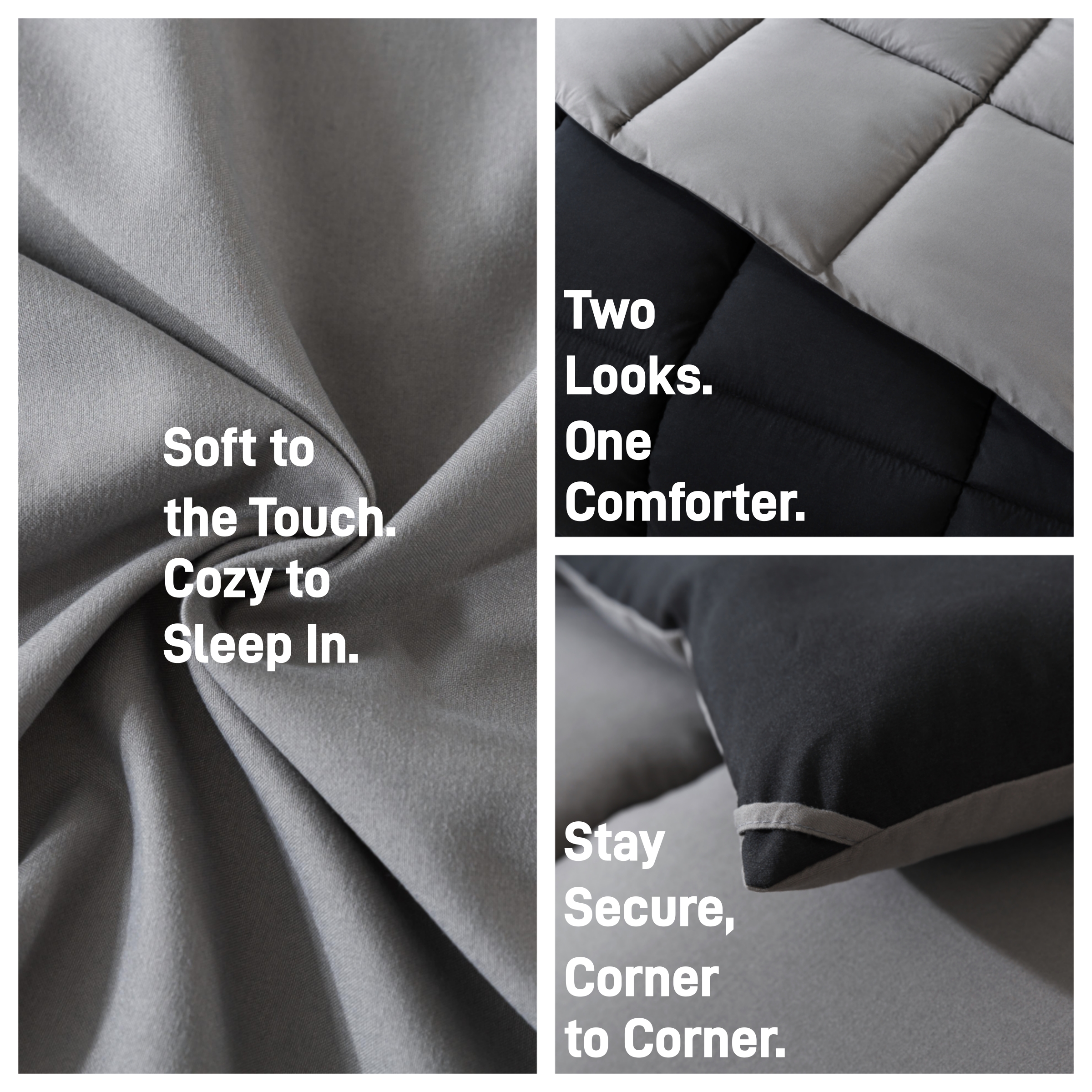 IGI Queen Size 7-Piece Reversible Comforter Set, Black/Gray photo 3