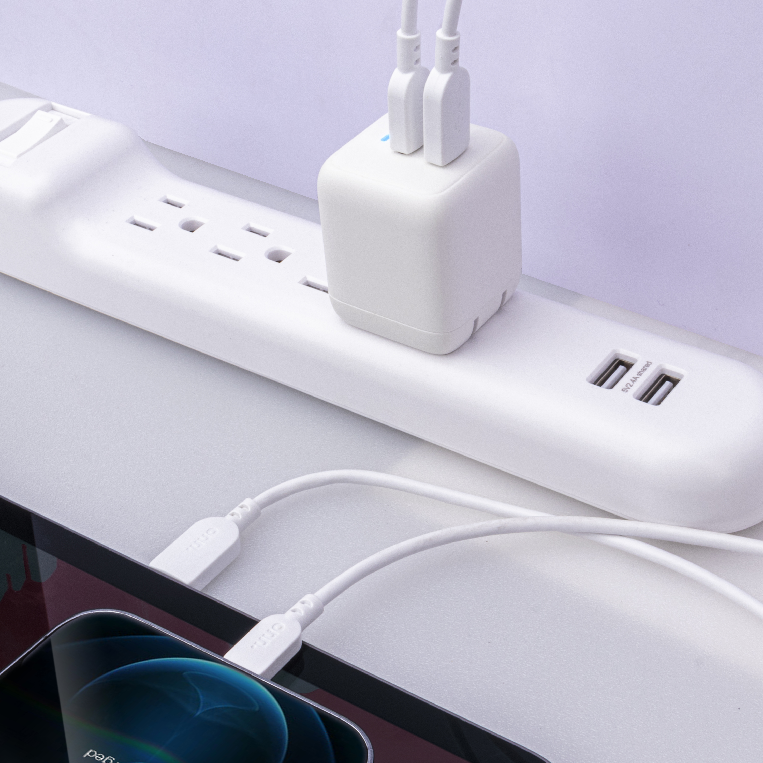 Cargador de pared onn de 40W con doble puerto USB-C, carga rápida, certificado USB-IF, enchufe plegable, blanco 5