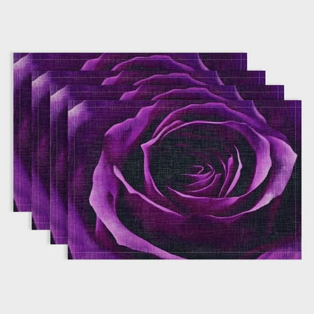 

Pratyus Rose Party Table Placemat Set of 4 Linen Mats for Birthday Christmas Restaurants & Buffets Home Decor 18x12in