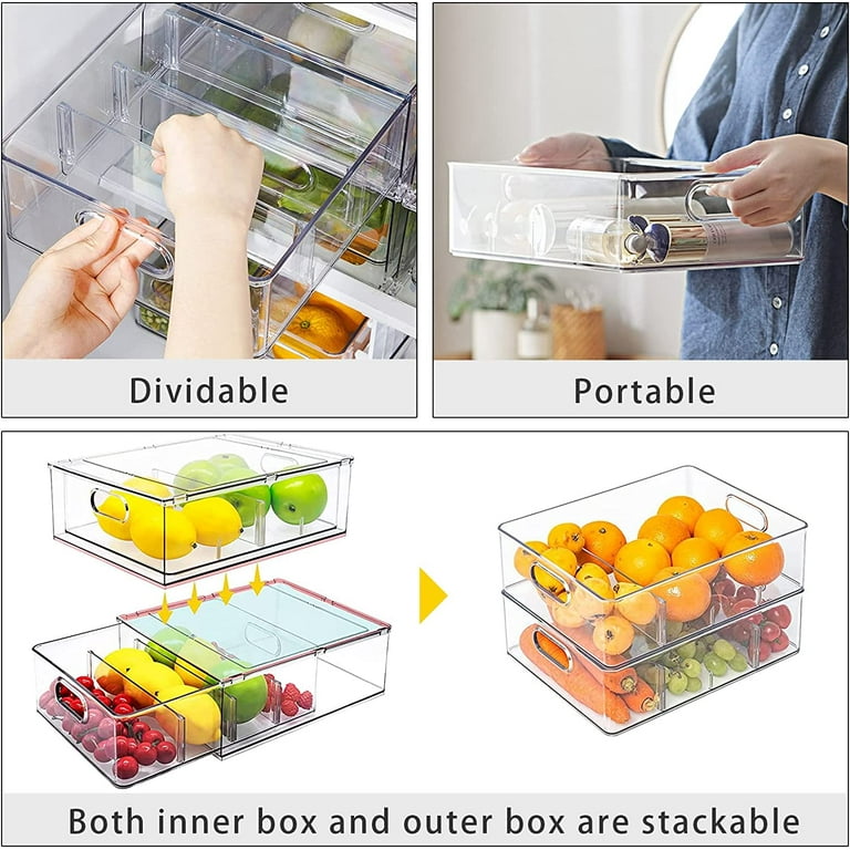 Clear Plastic Storage Bins Fridge Storage Containers Pantry Organizer Pack  of 4