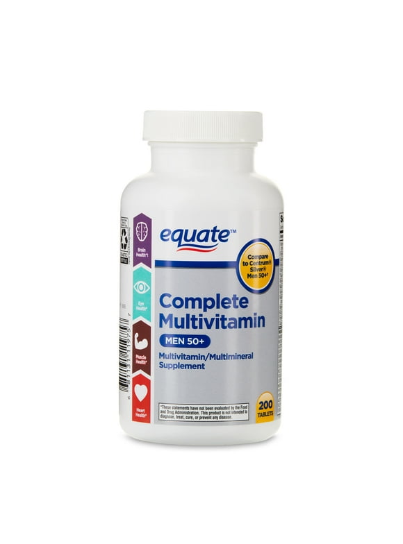 Equate Complete Multivitamin/Multimineral Supplement Tablets, Men 50+, 200 Count