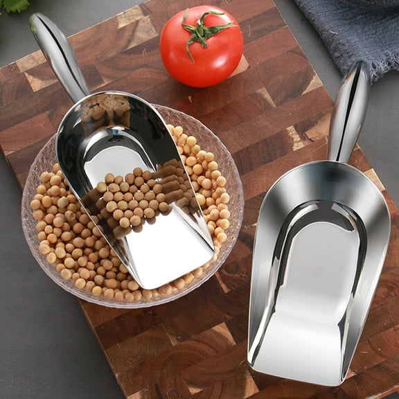 Raindrops Stainless Steel Flour Scoop 1Pcs for Kitchen Use with Round Handle and Narrow Front and Wide Rear Scoop Mouth