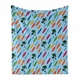 thumbnail image 1 of Surfboard Soft Flannel Fleece Blanket, Exotic Hawaii Vacation Palm Trees and Colorful Boards Water Sports Fun Activities, Cozy Plush for Indoor and Outdoor Use, 70" x 90", Multicolor, by Ambesonne, 1 of 6