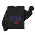 thumbnail image 2 of Uootdi Womens 4th Of July Sweatshirts USA Long Sleeve Crewneck USA Letter Flag Print Loose Fit Weekend Outings Casual Sweatshirts Gift, 2 of 5