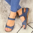thumbnail image 4 of huanledash Women Fashion Low Wedge Heel Shoes Peep Toe Adjustable Double Strap Sandals, 4 of 8