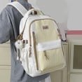 thumbnail image 5 of HAHUT Large Capacity Nylon Striped Backpacks for Women Men, Lightweight Multiple Pockets Schoolbag for College Travel Office Work & Daily Use (Yellow), 5 of 7