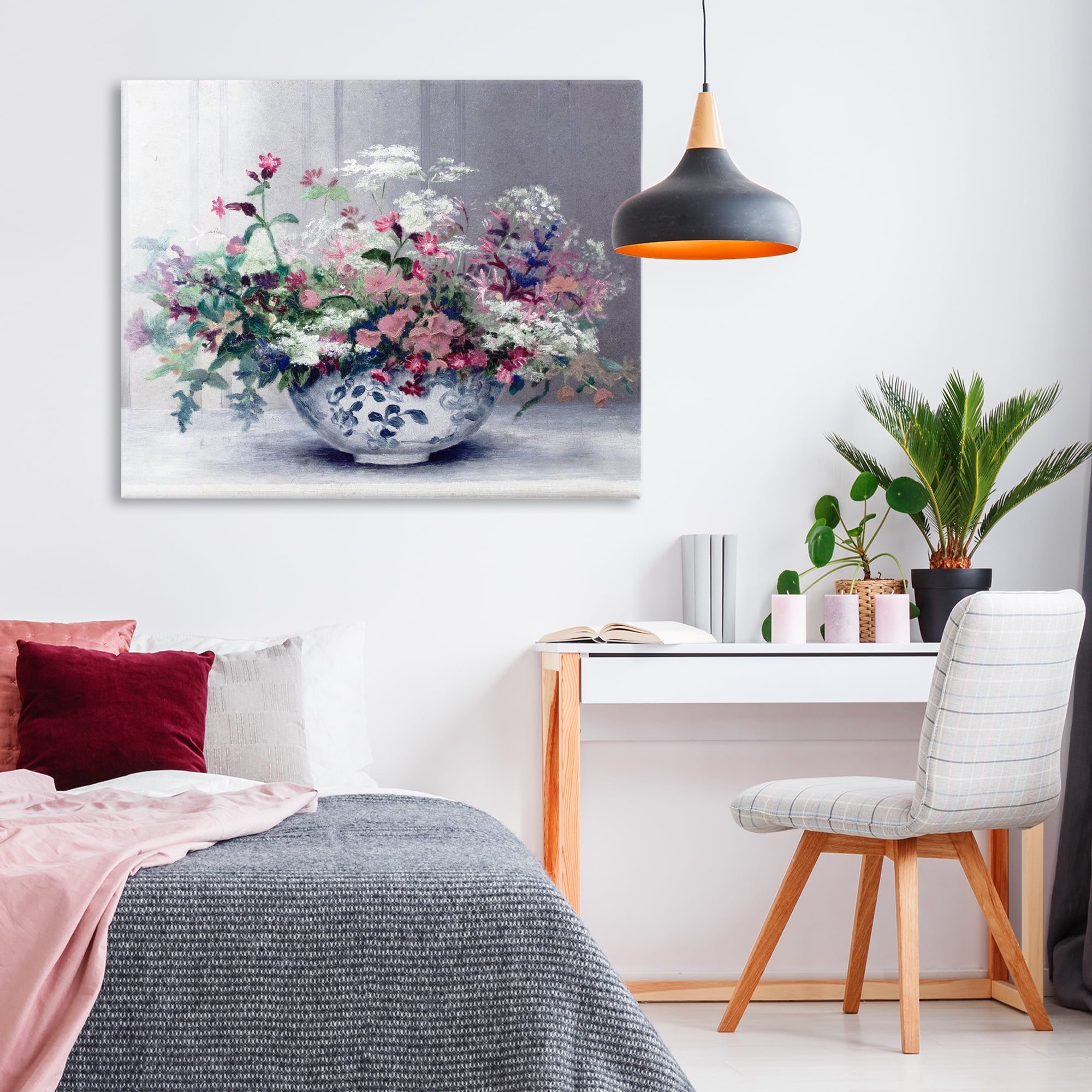 Painterly Elegant Blooms Vase Canvas Wall Art, design by Lettered and Lined