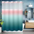 thumbnail image 6 of No Hook Shower Curtain with Snap in Liner, Stripe Teal and Pink Color Gradient Waterproof Bath Curtain Double Layers with See Through Top Window, Abstract Modern Hotel Shower Curtains 72x84in, 6 of 9
