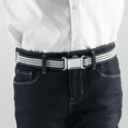 thumbnail image 7 of Buyless Fashion Kids Boys Toddler Adjustable Elastic Dress Stretch Belt with Flat Magnetic Buckle - 5099-Navy-White-Stripe, 7 of 7