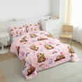 thumbnail image 3 of Manfei Lovely Sloth Full Size Comforter Sets,Jungle Wildlife Bedding Comforter Set,Pink Brown Bedding Sets For Kids Girls,Microfiber Bedroom Decor Reversible,3pcs, 3 of 8