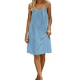 thumbnail image 5 of Women's Spaghetti Strap Backless Loose Loungewear Dress Sky Blue L, 5 of 7