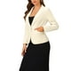 thumbnail image 4 of Blazer de terciopelo para mujer INSPIRE CHIC, color sólido, con solapa, un botón, chaqueta de traje para el trabajo, 3XL, beige blanco, 4 of 6
