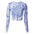 thumbnail image 4 of Made by Olivia Women's Printed Long Sleeve Round Neck Crop Top Shirt, 4 of 4