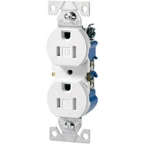 Eaton Wiring Devices TR270W-BOX Duplex Receptacle, PVC, White, 2-Pole, 3-Wire, 125 V, Push-in, Side Wiring, NEMA: 5-15R