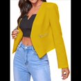 thumbnail image 2 of Blazer Corto para Mujer, Chaqueta Informal/de Trabajo de Larga con Abertura Frontal y Bolsillos Amarillo XL, 2 of 8