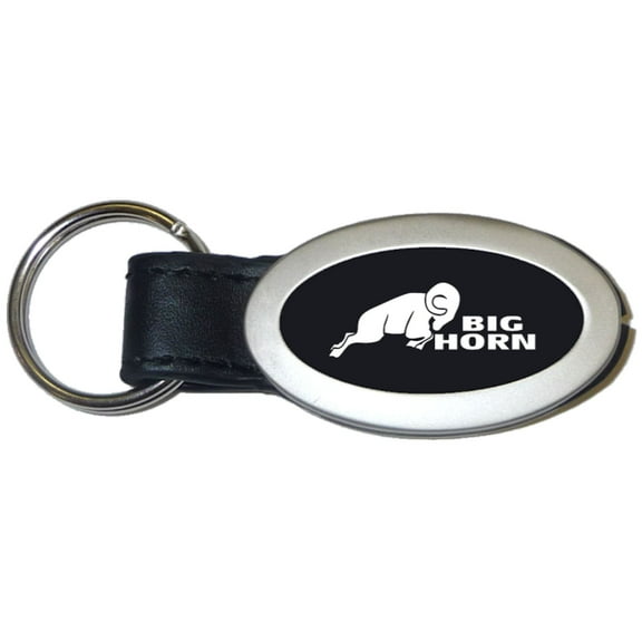 Dodge Big Horn Oval Leather Key Chain (Black)