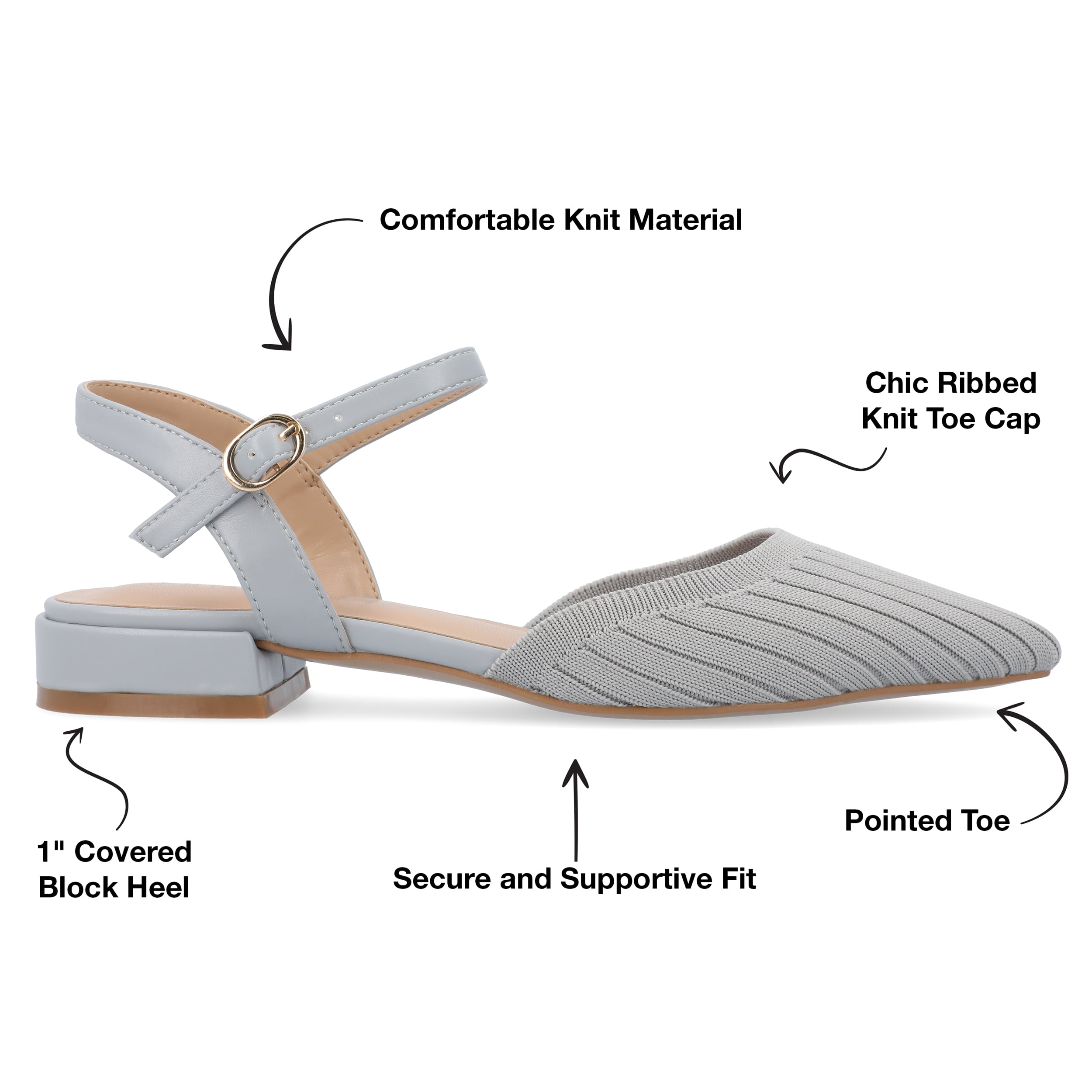 Journee Womens Ansley Mary Jane Pointed Toe Flats, Widths Available