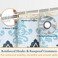 thumbnail image 6 of ComfiTime Boho Shower Curtain with Hooks – Heavy-Duty Mold/Mildew-Resistant, Weighted-Hem Fabric Bathroom Curtain, Water-Repellent, Machine-Washable, Fade-Resistant, Bohemian Design, 72 x 72, Blue, 6 of 10