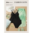 thumbnail image 5 of DOKOTOO Tankini Swimsuits for Women Bathing Suits with Crisscross Back Tankini Top with High Cut Swim Brief Swimwear Black M US8-10, 5 of 12