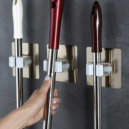 

XinYux Wall Mounted Single/Dual Mop Hook Brush Hanger Kitchen Bathroom Storage Rack