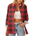 thumbnail image 4 of Button Down Shirts for Women Dressy Casual Long Sleeve Lapel Collared Blouses Tops Loose Plaid Shirts, 4 of 5