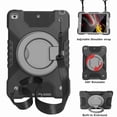 thumbnail image 1 of iPad 7th Generation Case 2019 with Hand Strap, Dteck 8th Generation iPad case with 360 Degree Kickstand Shoulder Strap Three Layer Silicone Cover for iPad 10.2 Inch 2019 2020 Releases, Black+Gray, 1 of 7