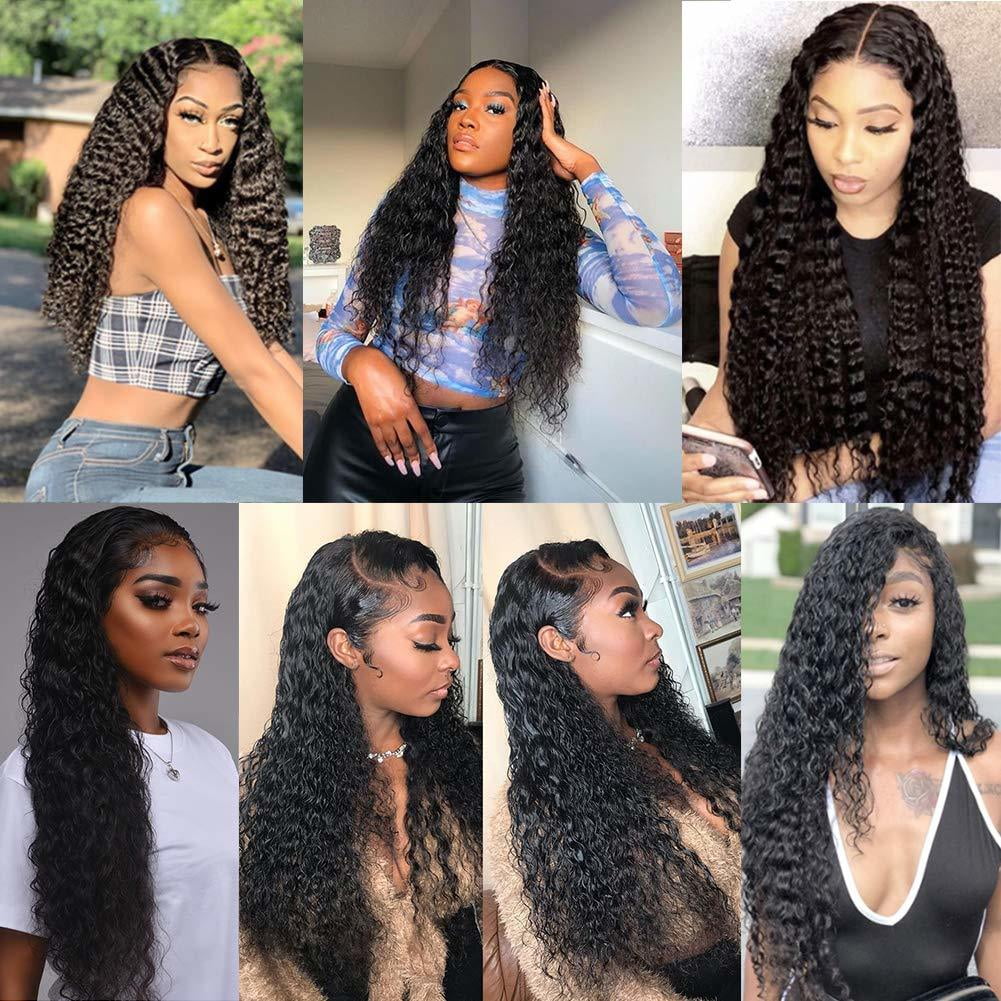 Brazilian Deep Wave Hair Bundles Unprocessed Human Hair Bundles 10A Brazilian Virgin Hair Deep Wave Bundles Natural Black (10"10"10")