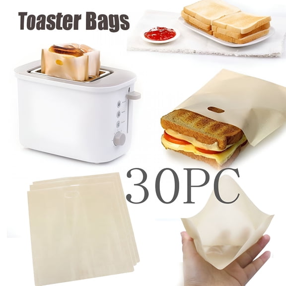 ACDANC Barbecue Accessories,30PC Non Stick Toaster Sandwich Bags Reusable and Heat Resistant Easy to Clean,Washable Toaster Bags for Toaster Microwave Grill Cheese Sandwiches,Toast Bags for Sandwich