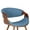Blue and Walnut, variant on Butterfly Mid-Century Upholstered Dining Chair in Light Blue and Patterned Oak Finish