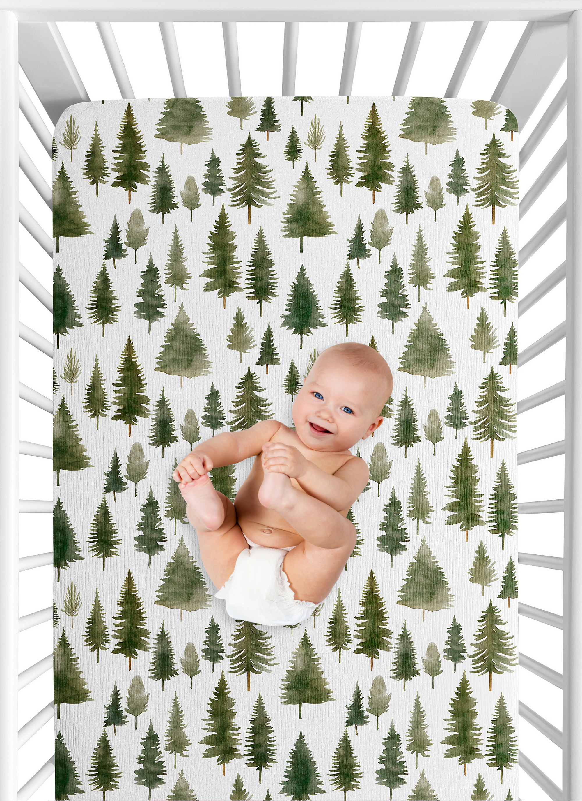 Sweet Jojo Designs Woodland Pine Tree Boy or Girl Gender Neutral Unisex 100% Cotton Muslin Fitted Crib Sheet