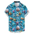 thumbnail image 4 of Handshe Men's Short Sleeve Button-Up Shirt, Collared with Shell and Starfish Print for Casual and Daily Wear, 4 of 6