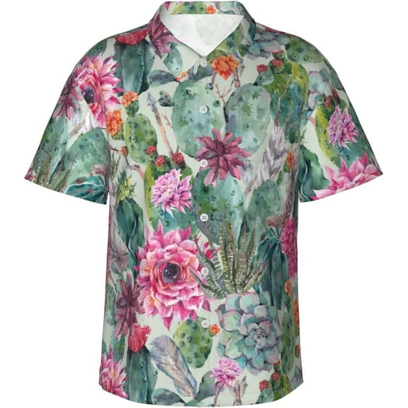 Bright Yellow Lemons Mens Hawaiian Shirt Short Sleeve Casual Button Up Tropical Summer Beach Shirt