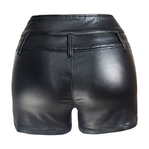HBFAGFB Shorts for Women Trendy High Waist Slim Fit Leather Pants Versatile Summer Pants Black Size XXL