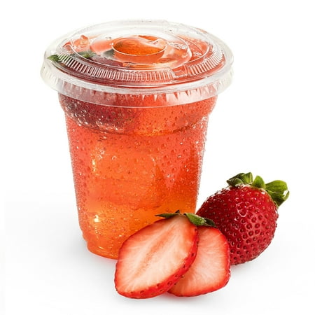 Green Direct 8 oz. Disposable Plastic Clear Cups With Flat Lids for Cold Drink / Bubble Boba / Iced Coffee / Tea / Smoothie Pack of (Best Time To Drink Green Tea To Reduce Belly Fat)