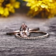 thumbnail image 1 of 1.25 Carat Solitaire Pear Shape Morganite Engagement Ring With Matching Wedding Band On 10k Rose Gold Bridal Ring Set Surprisingly, 1 of 5