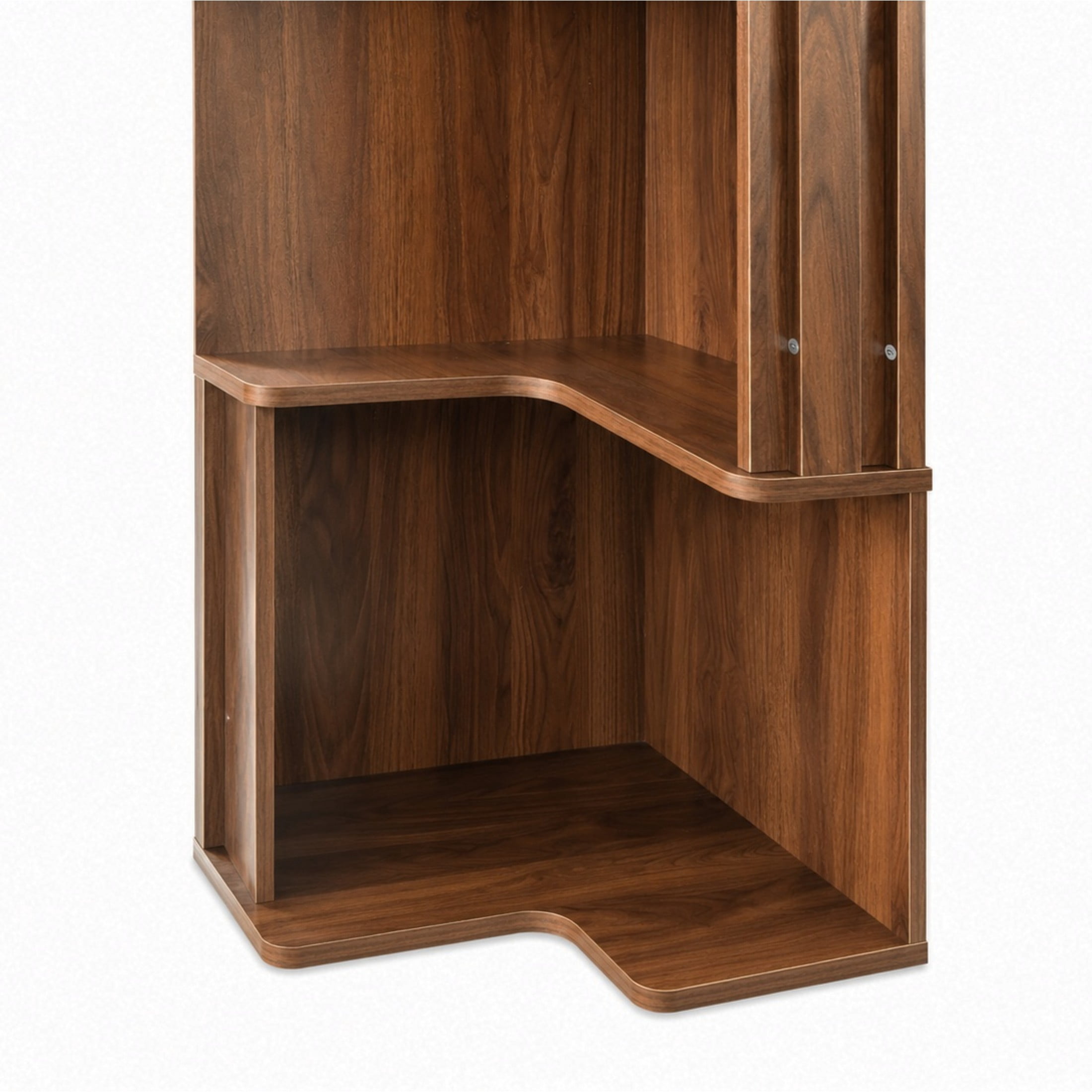 Noble House 68.9" 5-Tier Corner Bookcase, Freestanding L-Shaped Display Bookshelf for Home Office, Living Room, Walnut