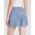 thumbnail image 5 of Garbnen Plaid Shorts Women Elastic Waist Wide Leg Summer Shorts for Women Beach Vacation Color Block Baggy Lightweight Outdoor Womans Shorts with Pockets Blue S, 5 of 6
