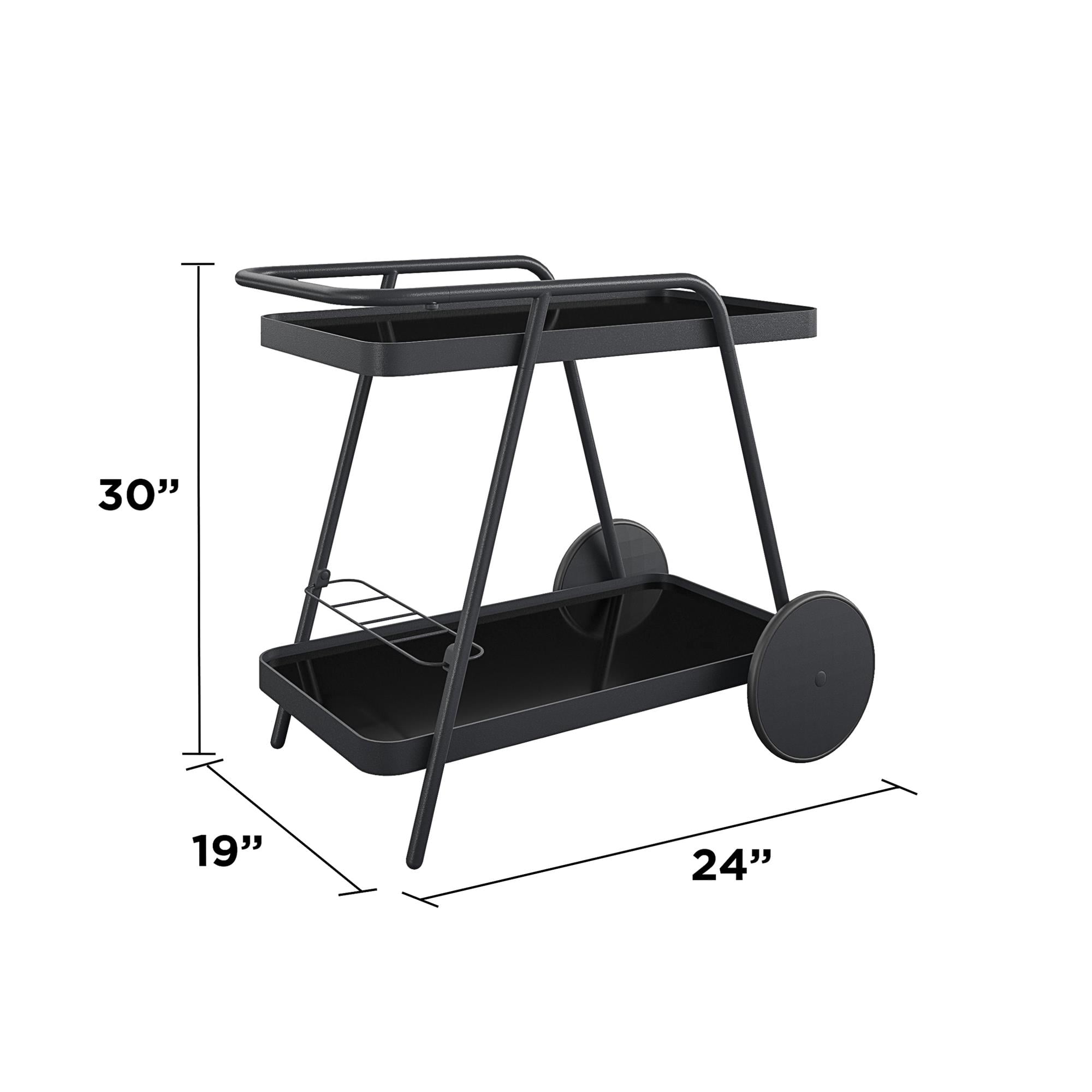Novogratz Poolside Collection, Barbie Outdoor Bar Cart, Aluminum, Charcoal