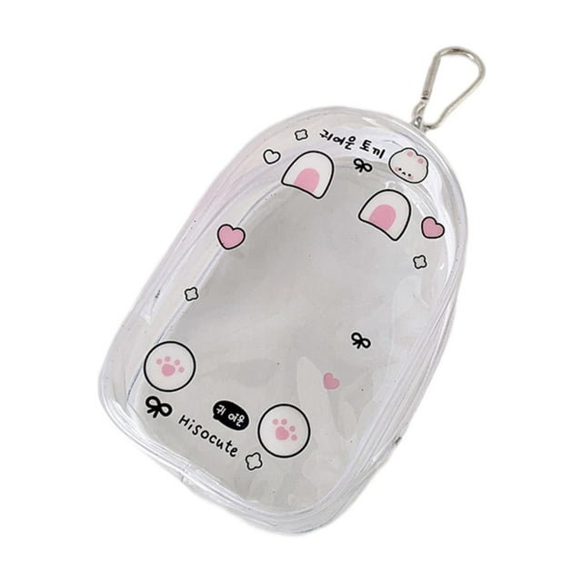 Bolsa de almacenamiento para muñecas, a prueba de polvo, de PVC transparente, llavero para tarjetas de lápiz labial, muñecas Conejito